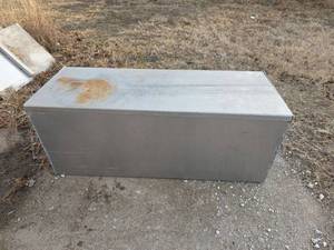 lot 3056 image: 54in x 21in x 22in Industrial Steel Storage Box with Lid- needs latches