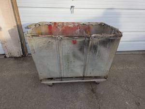 lot 3057 image: Industrial Storage Bin with Wooden Dolly