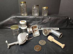 lot 3033 image: Sunbeam Manual Food Grinder with Jar Collection