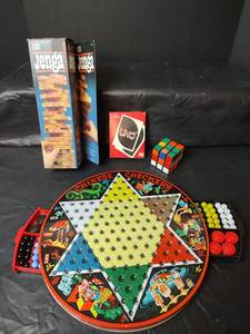 lot 3045 image: Vintage Classic Board Game Collection - Chinese Checkers, Uno, Jenga and More