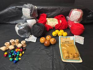 lot 3124 image: Macrame Craft Supply Lot - Beacon Cord and Beads