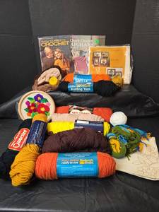 lot 3126 image: Crafting Bundle with Yarn, Kits and Pattern Books