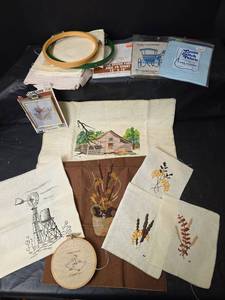 lot 3130 image: Cross Stitch Collection - Kits, Cross Stitch Fabric, Completed Pieces and More