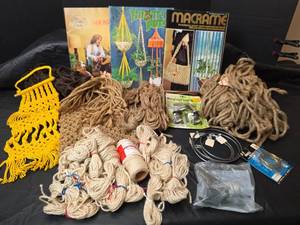 lot 3140 image: Macrame Craft Bundle with Pattern Books and Supplies