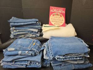 lot 3143 image: Bulk Lot Cut Up Denim for Quilting Patching Crafts and More