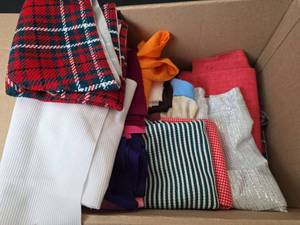 lot 3144 image: Mixed Fabric Bundle - Plaid, Striped & Solid Patterns for Crafting