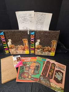 lot 3145 image: Wallcork Decorative Cork Wall Covering Set with Wood Carving Books