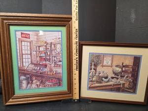 lot 3148 image: Nostalgic General Store and Sewing Room Art Prints