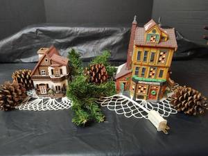 lot 3167 image: Department 56 Dickens Village J.D. Lytes Coal Merchant with Plug In Light, Ceramic House in Brown Tones Made in Lithuania with Candle and More