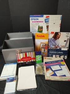 lot 3184 image: Office Supply Bundle with Metal File Box, Kodak Photo Paper, Epson Photo Paper and More