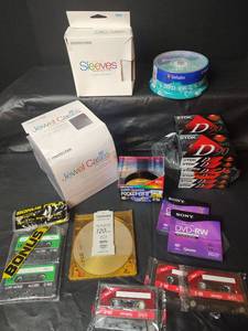 lot 3208 image: Mixed Media Storage Lot - DVD-RW, Cassettes & Cases
