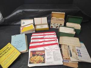lot 3218 image: Handwritten Recipe Card Collection in Metal Recipe Boxes, Recipe Cards , Womens Civic Club Recipe Book and More