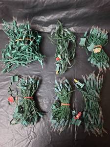 lot 3242 image: Green Christmas Mini Light Strands with Clear Bulbs