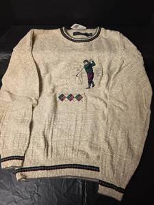 lot 3251 image: Camel Golf Sweater with Embroidered Player Design