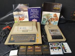 lot 3264 image: Atari 400410 Computer System with Program Recorder, Games, Instruction Books and Accessories