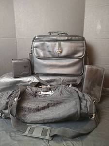 lot 3271 image: Black Leather Icon Laptop Case Bundle and Spalding Sports Bag