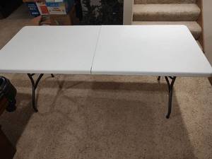 lot 3294 image: 6ft Folding Banquet Table with Steel Frame
