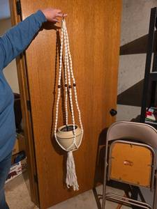 lot 3314 image: Macrame Plant Hanger with Wooden Beads- Pot not included