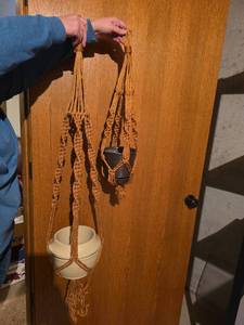 lot 3317 image: 2 Macrame Plant Hangers- Pot not included