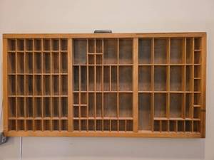 lot 74 image: Wooden Printers Type Tray Display Case
