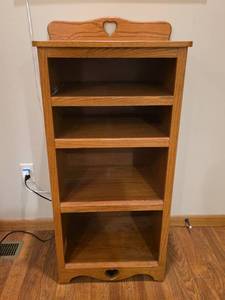 lot 75 image: Solid Oak Bookshelf with Heart Cutout Design