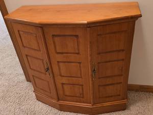 lot 76 image: Solid Pine Cabinet with Geometric Panels