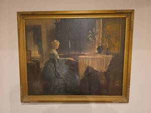 lot 90 image: Victorian Era Piano Scene Picture