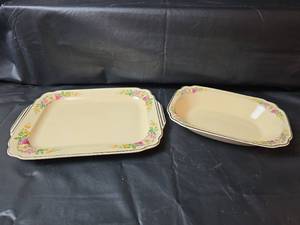 lot 202 image: Homer Laughlin Floral Pattern Serving Platter and Bowl