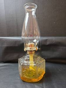 lot 284 image: Glass Oil Lamp with Embossed Design