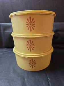 lot 303 image: Tupperware Yellow Servalier Containers Set