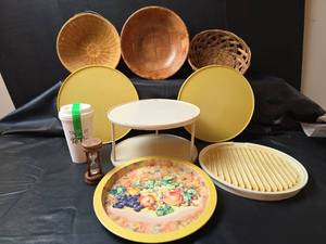 lot 355 image: Kitchen Lazy Susans, Metal Tray, Nordic Ware Microwave Tray, and More