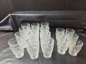 lot 369 image: Set of 12 Crystal Footed Ice Tea Glasses and 6 Juice Glasses