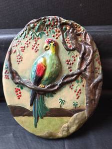 lot 386 image: Hand-Painted Tropical Bird Wall Plaque