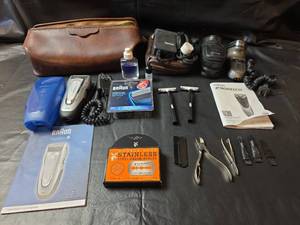 lot 412 image: Electric Shaver Collection with Grooming Accessories (Braun, Remington, and Norelco)