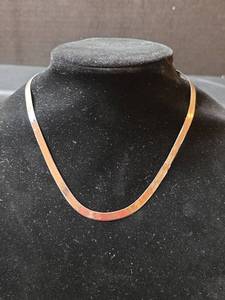 lot 473 image: Sterling Silver Italian Herringbone Chain Necklace 18in., Wt. 12.9gm