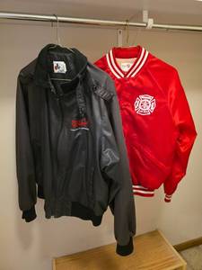 lot 535 image: Grasshopper Jacket Size Large and Moundridge Fire Dept. Jacket Size Small