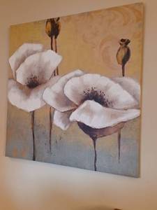 lot 559 image: White Poppies Canvas Wall Art