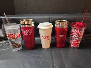 lot 568 image: Grasshopper Brand Tumbler Collection and Ceramic Coffee Travel Cup