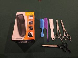 lot 629 image: Quick Cut 10-Piece Home Haircutting Kit, Thinning Shears, Combs, and More