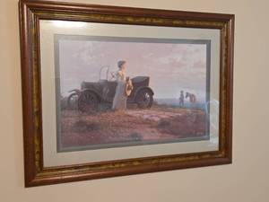 lot 630 image: Early Automobile Scene Framed Print