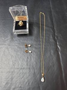 lot 634 image: Ronte Opal Ring, Opal Necklace, and Opal Earrings