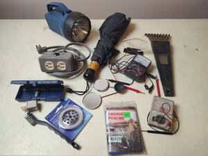 lot 5041 image: Assorted Lot- Multimeters, Flashlight, Poncho and More