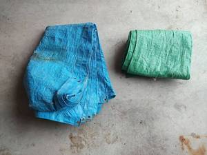 lot 5083 image: Heavy Duty Tarp Set - Blue and Green