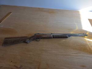 lot 6014 image: Pump Action BB Gun with Wood Stock (Front Site Needs Soldered)