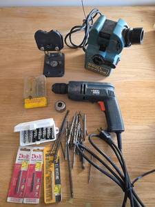 lot 6053 image: Black & Decker Drill, Drill Doctor Sharpener, and Assorted Drill Bits