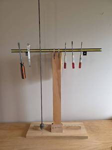 lot 6163 image: Magnetic Wooden Tool Hanging System with Tools
