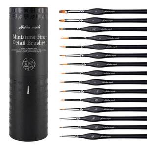 lot 4096 image: Golden Maple Miniature Paint Brushes, 15PC Model Brushes Micro Detail Paint Brush Set, Fine Detailing for Acrylics, Oils, Watercolors and Paint by Number, Figurine (Black) - Retail $21
