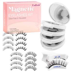 lot 4098 image: FADLASH Magnetic Eyelashes with Applicator 4 Pairs Magnetic Lashes Natural Look No Glue Needed Reusable Easy to Wear False Eyelashes (604079806B7) - Retail $75