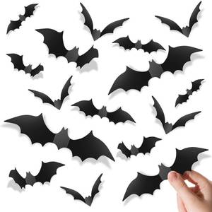 lot 4099 image: Piteno 140Pcs Bats Halloween Decorations Party Supplies, Realistic PVC 3D Black Scary Bat Stickers for Creepy Home Decor Halloween Party Decorations DIY Wall Window Decal Bathroom Indoor - Retail $8