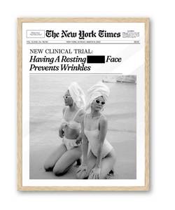lot 4100 image: iHery Having A Resting Bitch Face Prevents Wrinkles Framed Trendy Hot Girls NewsPaper Wall Art, Natural OAK Wood 8x10in Canvas Wall Art,Retro Magazine Vintage Bar Cart Living Room Home Dcor 1Pack - Retail $20